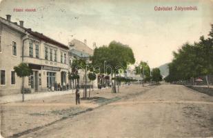 Zólyom, Zvolen; Fő tér, Jeranek Sándor üzlete és saját kiadása / main square with shop (EK)