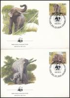 WWF: Elephants set on 4 FDCs WWF: Elefántok sor 4 db FDC-n