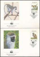 WWF: Monkey set on 4 FDCs WWF: Majom sor 4 db FDC-n