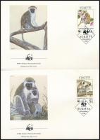 WWF: Majom sor 4 db FDC-n WWF: Monkey set on 4 FDC