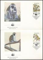 WWF Monkies set 4 FDC WWF: Majom sor 4 db FDC-n