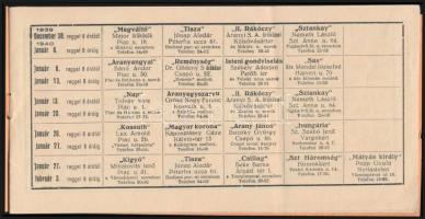 1939 A debreceni gyógyszertárak éjjeli szolgálatának 1940. évre szóló beosztása, ragasztott gerincce...
