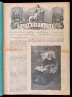 1907 A Vasárnapi Újság fél évfolyama bekötve, kissé megviselt, festett egészvászon kötésben gerinc n...