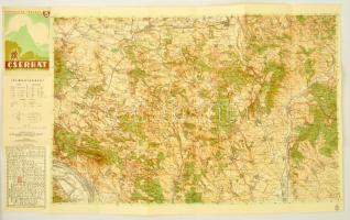 cca 1940 Kirándulók térképe: Cserhát. 1:75 0000. Kiadja a M. kir. Honvéd Térképészeti Intézet. Szép állapotban