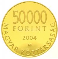 2004. 50.000Ft Au "Magyarország az Európai Unió tagja" tanúsítvánnyal (13,96g/0.986) T:PP ...