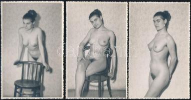 cca 1940 3 db erotikus fotó, 14×8,5 cm