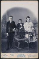 cca 1900-1920 3 db keményhűtú műtermi fotó, Eller M., Mérei és Társa, Szigeti műterméből, 11x17, 13x...