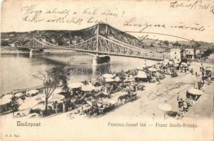 Budapest, Ferenc József híd, rakpart, piac (EK)