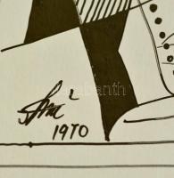 Szász jelzéssel: Kalapos szülők. Tus, papír, 27×11 cm