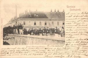 Szatmárnémeti, Satu Mare; József főherceg laktanya katonákkal / military barrack with soldiers