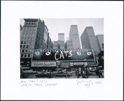 1983 Jankovszky György(1946-): New York, Cats - World Trade Center, feliratozva, kartonra kasírozva, pecséttel jelzett, 13x18 cm