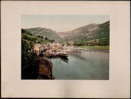 cca 1900 9 db nagyméretű fotó Norvégiáról és Olaszországról, részben színezett, 33×25 cm