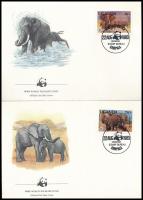 WWF African elephant set on 4 FDC WWF: Afrikai elefánt sor 4 db FDC-n