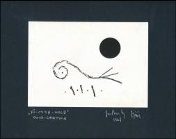 1975 Jankovszky György(1946-): Fű-csiga-Hold, fotógrafika, feliratozva, aláírt, pecséttel jelzett, kartonra kasírozva, 13x18 cm