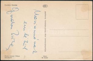 Gordon Zsuzsa színművésznő aláírása és dedikálása őt ábrázoló képeslapon 9x14 cm