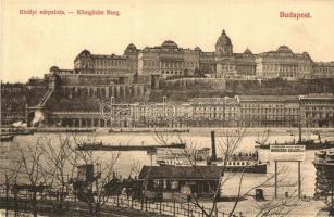 Budapest I. Királyi várpalota, gőzhajók, hajóállomás. Divald Károly kiadása