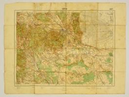 1937 Sopron és környékének térképe, kiadja M. kir. állami térképészet, szakadásokkal, foltos, 46x62 cm
