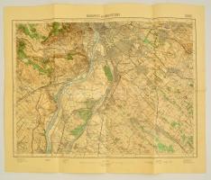 1934 Budapest és Nagytétény térképe, kiadja M. kir. állami térképészet, szakadásokkal, foltos, 47x57 cm