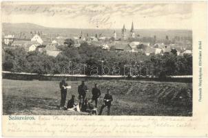 Szászváros, Broos, Orastie; látkép katonákkal. Deutsch fényképész felvétele / panorama view with soldiers (EK)