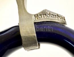 Jelzett ón fedeles kiöntő, mázas keménycserép, hibátlan, m:30 cm