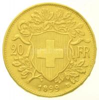 Svájc 1899B 20Fr Au (6,45g/0.900) T:2 edge error, small scratch / Switzerland 1899B 20 Francs Au (6,...