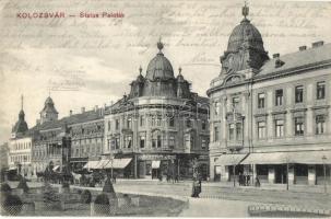 Kolozsvár, Cluj; Status Paloták, Haraszthy Jenő és Radics Sándor üzletei, biztosító társaság / palaces, shops, insurance company (EK)