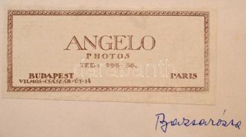 Angelo: Berky Lili (1886-1958) színművésznő fotója.  aláírt és hátoldalon címkével jelzett fotó. 19x...