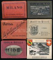 cca 1930 5 csomag városképes fotólap: Milano, Roma, Isola Bella, Orvieto, Hall in Tirol, Grindelwald, 7x9 cm