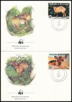 WWF Zebra duiker set 4 FDC WW; Zebra-bóbitásantilop sor 4 db FDC-n