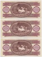 1993. 100Ft (3x) sorszámkövetők T:I- törés nélküli hajtás