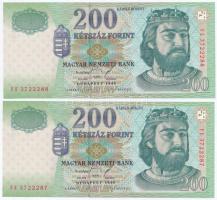 1998. 200Ft (5x) sorszámkövetők, "FE" betűjel T:I