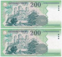 2001. 200Ft (2x) sorszámkövetők, "FD" betűjel T:I