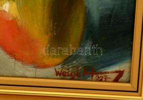 Vasadi Weigl Hermann (1904-1967):Csendélet almákkal. Olaj, falemez, jelzett, keretben, 55×40 cm