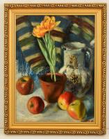 Vasadi Weigl Hermann (1904-1967):Csendélet almákkal. Olaj, falemez, jelzett, keretben, 55×40 cm