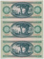 1969. 10Ft (3x) sorszámkövetők T:II nyomdai papírránc