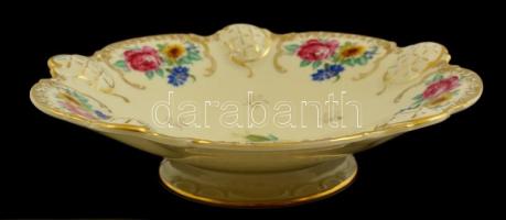 Rosenthal virágmintás asztali dísztál, matricás, jelzett, kopott, m: 5.5 cm, d: 22 cm