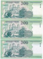 1998. 200Ft (2x) közeli sorszám, "FE" betűjel + 2006. 200Ft "FB" betűjel T:I