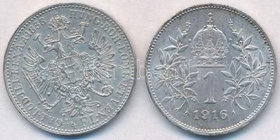 Ausztria 1858A 1/4Fl Ag "Ferenc József" + 1916. 1K Ag "Ferenc József" T:1-,2 kis...