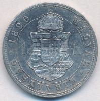 1890KB 1Ft Ag "Ferenc József / Fiume címer" T:2,2- 
Adamo M15