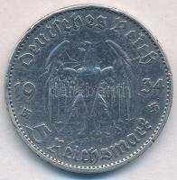 Német Harmadik Birodalom 1934D 5M Ag "Náci hatalom első évfordulója", hátoldal "21. M...