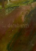 Szőnyi jelzéssel: Töltés. Pasztell, papír, üvegezett keretben, 24×40 cm