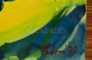 Olvashatatlan jelzéssel: Asztali csendélet. Akvarell, papír, üvegezett keretben, 43×30 cm