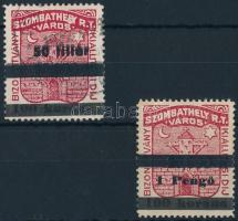 1932 Szombathely bizonyítvány kiállítási díj 38+41 sz. bélyegek (7.000)