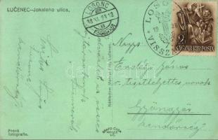 Losonc, Lucenec; utcakép, Alexander Schwarcz üzlete. Marcel Filó kiadása / street view, shops + 1938...