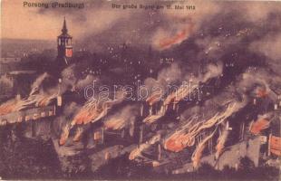 Pozsony, Pressburg, Bratislava; Der große Brand am 17. Mai 1913 / zsidónegyed az 1913-as nagy tűzvészben. Kaufmann Benedek kiadása / Jewish quarter in the great fire (EK)