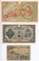 Japán 5db-os vegyes bankjegy tétel T:I-III- Japan 5pcs of various banknotes C:UNC-VG