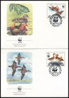 WWF: Mandarinréce sor 4 FDC WWF: Mandarin duck set on 4 FDC