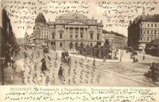 Budapest VIII. Kerepesi (Rákóczi) út, Népszínház, villamos (EK)