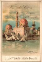 6 db RÉGI motívumlap a Serravallo féle vasas China-bor reklámjával / 6 pre-1945 motive cards with th...