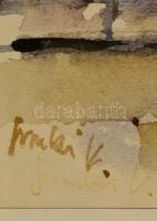 Somlai Vilma (1938-2007): Dunai kikötő. Akvarell, papír, jelzett, üvegezett keretben, 20×27 cm